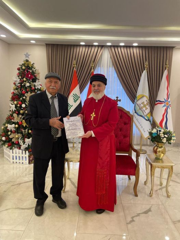 استقبال البطريرك مار آوا الثالث رئيس رابطة الكتاب الآشوريين في دهوك